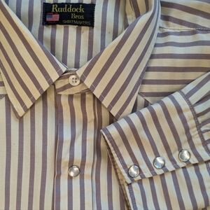 Ruddock Bros  Shirtmakers Pinstripe Pearl Snap Western Button Up Vintage